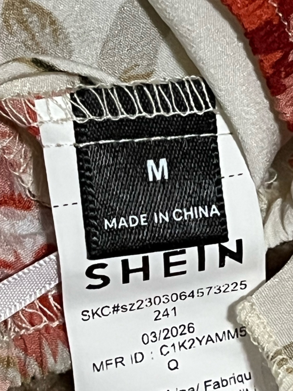 SHEIN White Top with Pink Floral Print and Tie Front - Picture 7 of 7